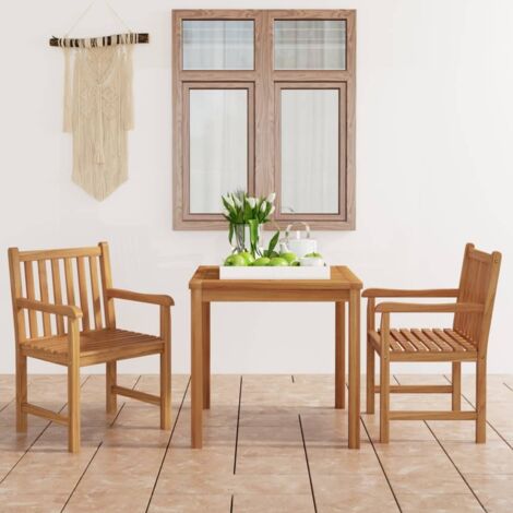 Ensemble Table et Chaise de Jardin Salon de jardin 3 pcs Bois de teck solide 52067 (1/5)