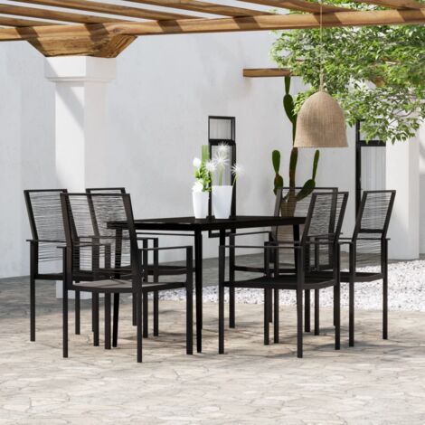 FIMEI Ensemble de salle à manger de jardin 7 pcs Noir (1/5)
