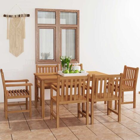 Ensemble Table et Chaise de Jardin Salon de jardin 7 pcs Bois de teck solide 18593 (1/5)