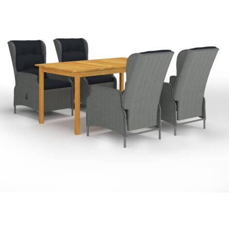 Ensemble Table et Chaise de Jardin Salon de jardin 5 pcs Gris clair 48687 (1/5)