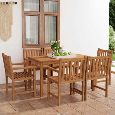 Ensemble Table et Chaise de Jardin Salon de jardin 7 pcs Bois de teck solide 26512 (1/5)