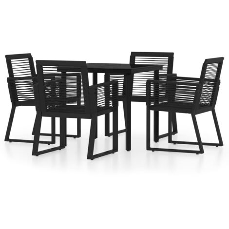 Ensemble de salle à manger de jardin 5 pcs Noir 37 (1/5)