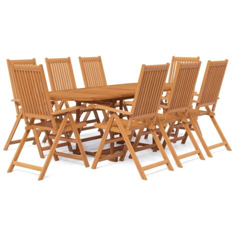 Ensemble Table et Chaise de Jardin Salon de jardin 9 pcs Bois d'acacia massif 87203 (1/5)