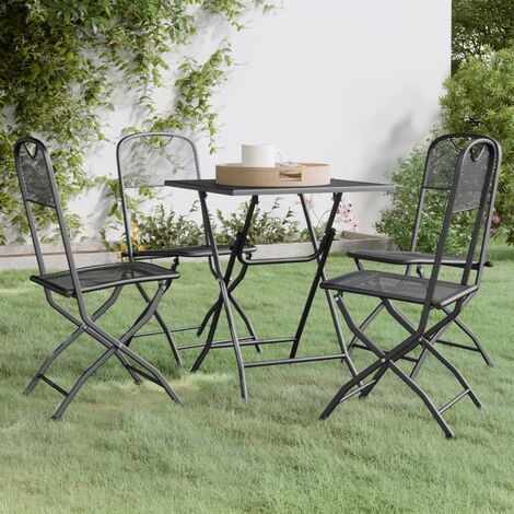 Ensemble Table et Chaise de Jardin 5 pcs - Mobilier à dîner de jardin Maille Métal Anthracite BV925998 - BonneVie (1/5)
