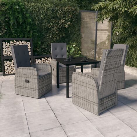 Ensemble Table et Chaise de Jardin Salon de jardin avec coussins 5 pcs Gris 60693 (1/5)