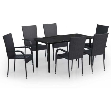 Ensemble de salle à manger d'extérieur 7 pcs Noir (1/5)