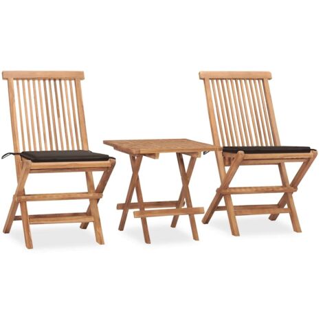 Ensemble Table et Chaise de Jardin pliable Salon de jardin avec coussin 3 pcs Teck 93180 (1/5)