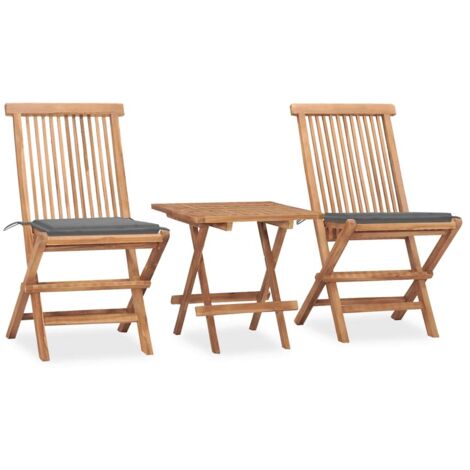 Ensemble Table et Chaise de Jardin pliable Salon de jardin avec coussin 3 pcs Teck 26161 (1/5)