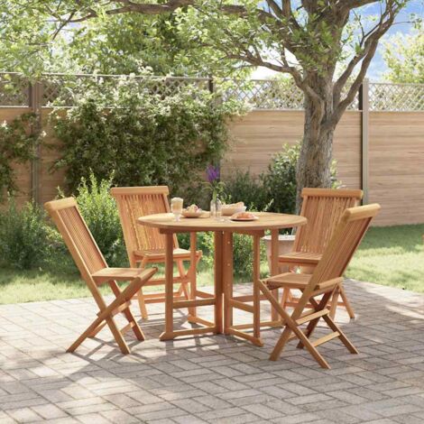 Ensemble Table et Chaise de Jardin pliable Salon de jardin 5 pcs Bois solide de teck 28278 (1/5)