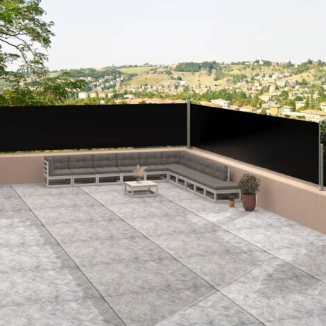 Auvent latéral rétractable - Auvent de jardin Soleil imperméable Noir 117x1200 cm BV228446 - BonneVie (1/5)