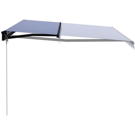 Auvent Marquise manuel rétractable, Store Banne pour Jardin Balcon Terrasse, 450x300 cm Bleu et blanc OIB8579E (1/5)