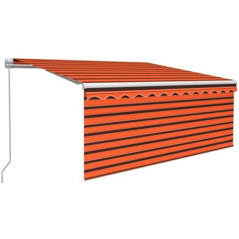 Auvent Marquise rétractable manuel avec store, Store Banne pour Jardin Balcon Terrasse, 3x2,5 m Orange et marron OIB4673E (1/5)
