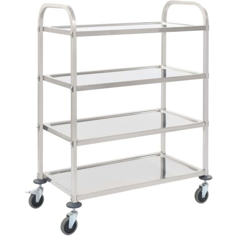 Chariot de cuisine à 4 niveaux Chariot de Service Desserte de Cuisine 107x55x125 cm Acier inoxydable 27363 (1/5)