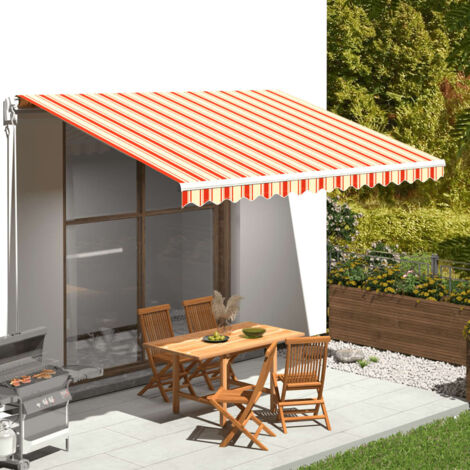 Tissu de remplacement pour auvent - pour Jardin Terrasse Extérieur Patio Jaune et orange 4,5x3,5 m BV735247 - BonneVie (1/5)