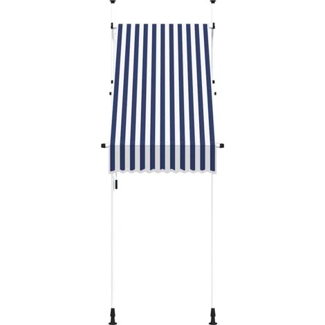 Auvent rétractable manuel - Auvent de jardin Soleil imperméable 100 cm Rayures bleues et blanches BV861060 - BonneVie (1/5)