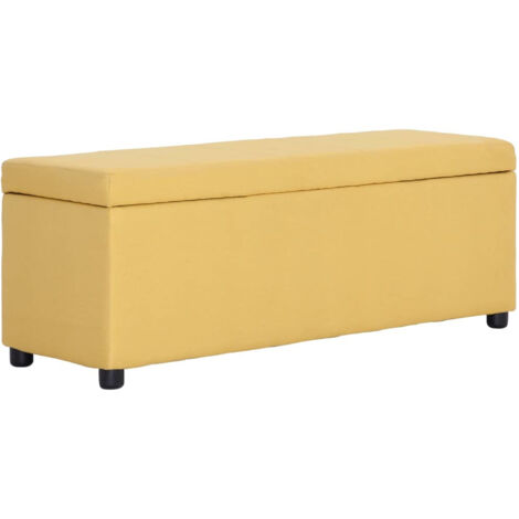Banc Coffre de rangement avec compartiment - Banquette Pouf 116 cm Jaune Polyester BV417329 - BonneVie (1/5)