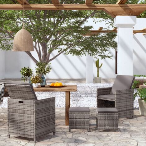 4 pcs Chaises et tabouret de jardin Fauteuil de Jardin Résine tressée Gris 67321 (1/5)