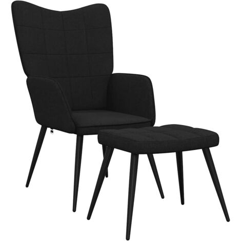 Chaise avec tabouret Chaise de relaxation Noir Tissu Chaise de salon 64619 (1/5)