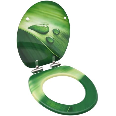 Abattant adulte pour WC - Siège WC Couvercle fermeture en douceur MDF Vert Gouttes d'eau BV971136 - BonneVie (1/5)