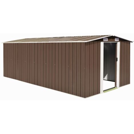 Abri de jardin, Abri à outils, Abri de stockage, Cabane à outils 257x489x181 cm Métal Marron LKOWF45867 (1/5)