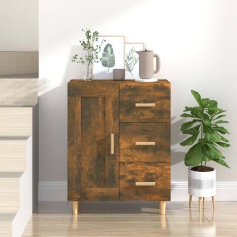 Buffet Bahut Meuble de rangement Commode Chêne fumé 69,5x34x90 cm Bois d'ingénierie 31225 (1/5)