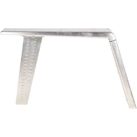 Bureau informatique Table d'ordinateur - style avion Argenté 112x50x76 cm Métal BV137560 - BonneVie (1/5)