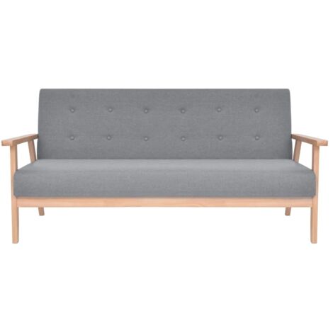 Canapé droit fixe 3 places, Canapé de relaxation Meuble de Salon, Tissu Gris clair OIB7323E (1/5)
