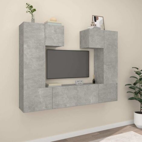 Ensemble de meubles TV 6 pcs, Étagère TV, Meuble de Salon, Gris béton Bois d'ingénierie OIB4178E (1/5)