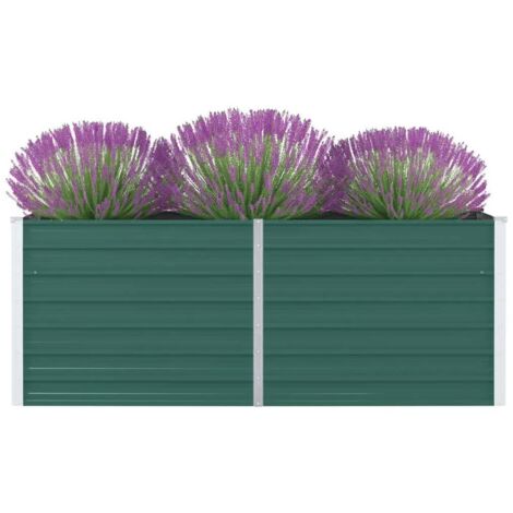 Jardinière de jardin - Balconnière à fleurs 160 x 80 x 45 cm Acier galvanisé Vert BV203462 - BonneVie (1/5)