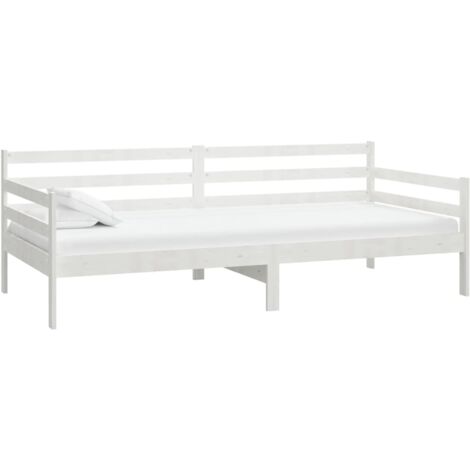 Lit adulte pour 1 personnes, Structure de lit, Assemblage Facile, Lit Blanc Bois de pin massif 90x200 cm OIB2895E (1/5)