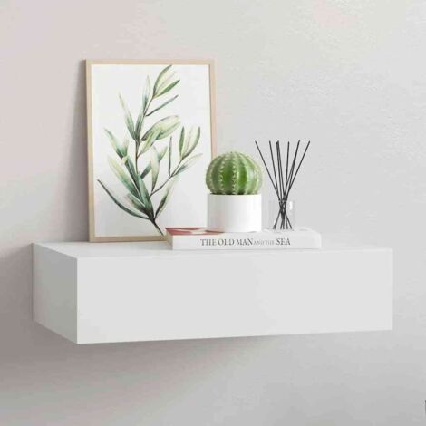 Étagère à tiroir murale Étagère murale Armoire murale Meuble Étagère Blanc 40x23,5x10 cm MDF 14368 (1/5)