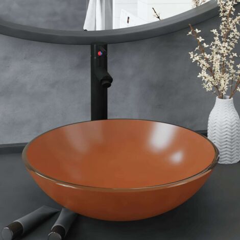 Lavabo à poser Lavabo Vasque salle de bain avec robinet et drain à poussoir Verre trempé 60158 (1/5)