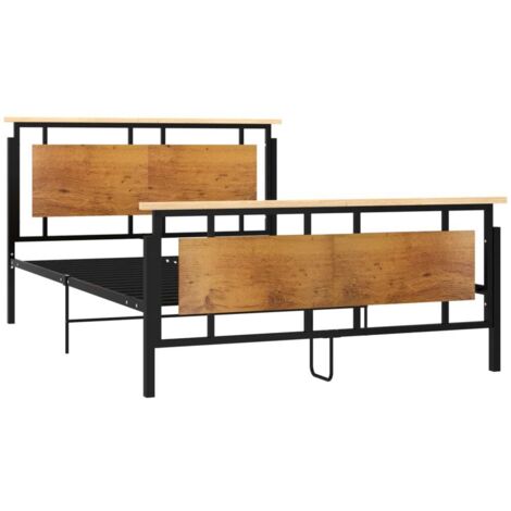 Lit adulte pour 2 personnes, Structure de lit, Assemblage Facile, Métal 140x200 cm OIB3733E (1/5)