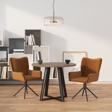 Lot de 2 Chaises pivotantes scandinave  Chaises de salle à manger Marron Velours 88074 (1/5)
