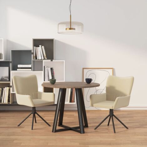Lot de 2 Chaises pivotantes scandinave Chaises de salle à manger Crème Velours 44834 (1/5)