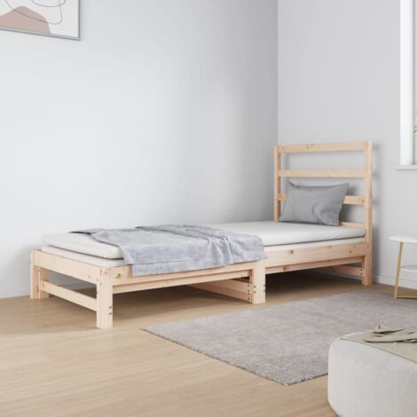 Lit double pour adulte Lit coulissant - Cadre de lit 2x(90x190) cm Bois de pin massif BV865252 - BonneVie (1/5)
