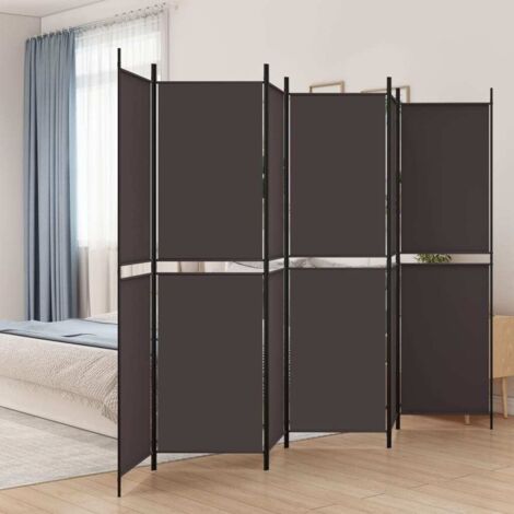 Paravent sur Pied Cloison de séparation 6 panneaux Marron 300x200 cm Tissu 31773 (1/5)