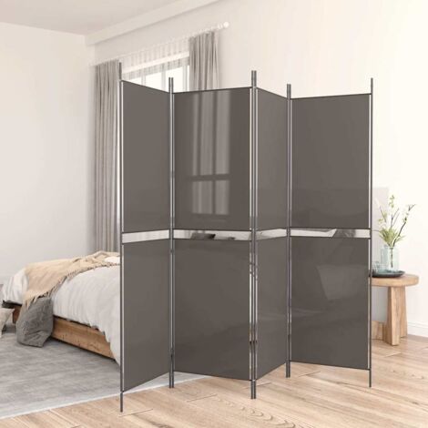 Paravent sur Pied Cloison de séparation 4 panneaux Anthracite 200x220 cm Tissu 77959 (1/5)