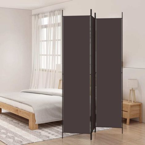 Paravent sur Pied Cloison de séparation 3 panneaux Marron 150x220 cm Tissu 28043 (1/5)