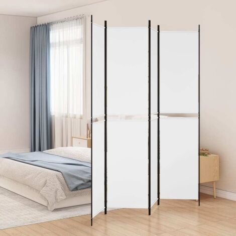 Paravent sur Pied Cloison de séparation 4 panneaux Blanc 200x220 cm Tissu 49203 (1/5)