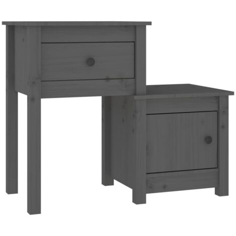 Table de chevet Table d'appoint  Table de nuit Gris 79,5x38x65,5 cm Bois de pin massif 76913 (1/5)