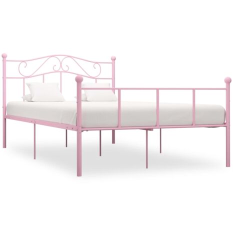 Lit adulte Contemporain Cadre de lit Rose Métal 160 x 200 cm 93523 (1/5)