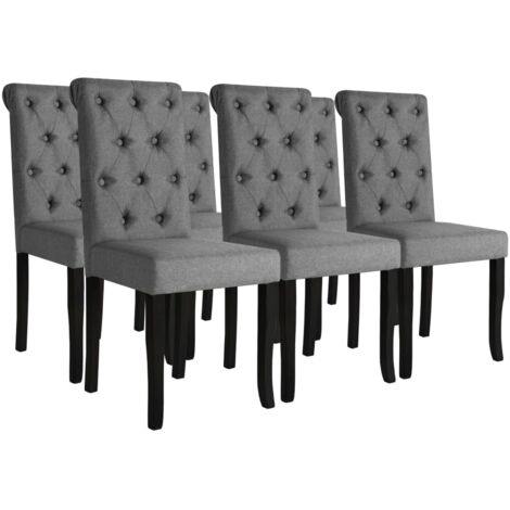 Lot de 6 Chaises Chaises de salle à manger Chaise de cuisine Gris foncé Tissu 16336 (1/5)
