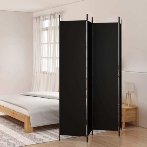 Paravent sur Pied  Cloison de séparation 4 panneaux Noir 200x220 cm Tissu 36643 (1/5)