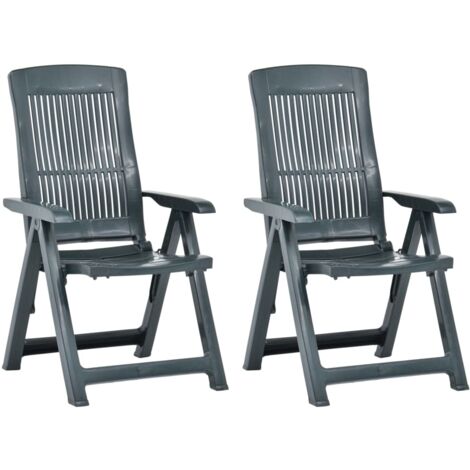 Lot de 2 Chaises de jardin inclinables  Fauteuils de Jardin Plastique Vert 59256