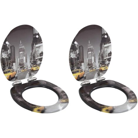 Lot de 2 Abattants WC Sièges WC Sièges de Toilette MDF et Couvercle à fermeture en douceur New York 94379 (1/5)