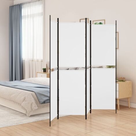 Paravent sur Pied  Cloison de séparation 4 panneaux Blanc 200x200 cm Tissu 39386 (1/5)