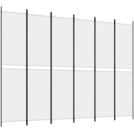 Paravent Cloison de séparation 6 panneaux, Pour Jardin, Balcon, Terrasse Blanc 300x220 cm Tissu OIB5116E (1/5)