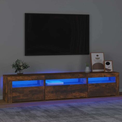 Meuble TV Banc TV Scandinave Armoire TV avec lumières LED Chêne fumé 24757 (1/5)