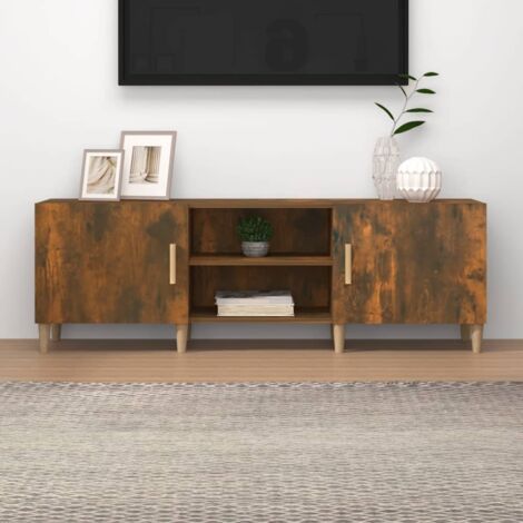 Meuble TV Banc TV Armoire de rangement Chêne fumé 150x30x50 cm Bois d'ingénierie 23753 (1/5)